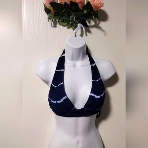 BECCA Tie dye blue halter swim top
